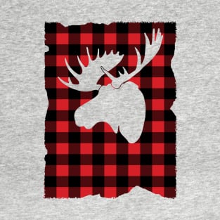 Winter Flannel Plaid Moose T-Shirt